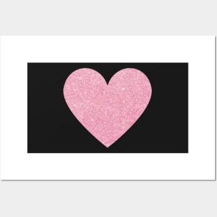 Pastel Pink Faux Glitter Heart Posters and Art